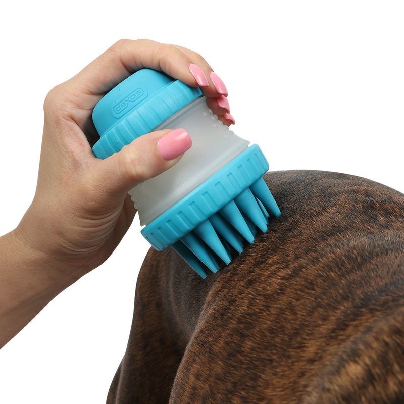Dexas ScrubBuster Silicone Dog Washing Brush with Built-in Shampoo Reservoir, Pink - Image 2